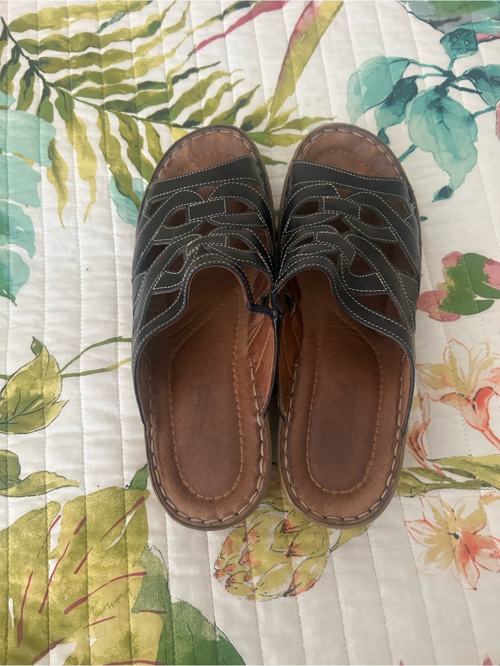 Josef Seibel Women's Brown Leather Slide Sandals